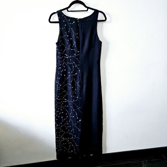 Vintage Floral Beaded Maxi Dress Size 9 US M Lined Feminine Y2K Whimsical 90s - Picture 3 of 4